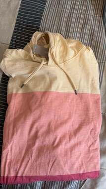 J Crew Men's Slub Cotton Hoodie in Stripe Yellow Orange Red Sz XXL AL957